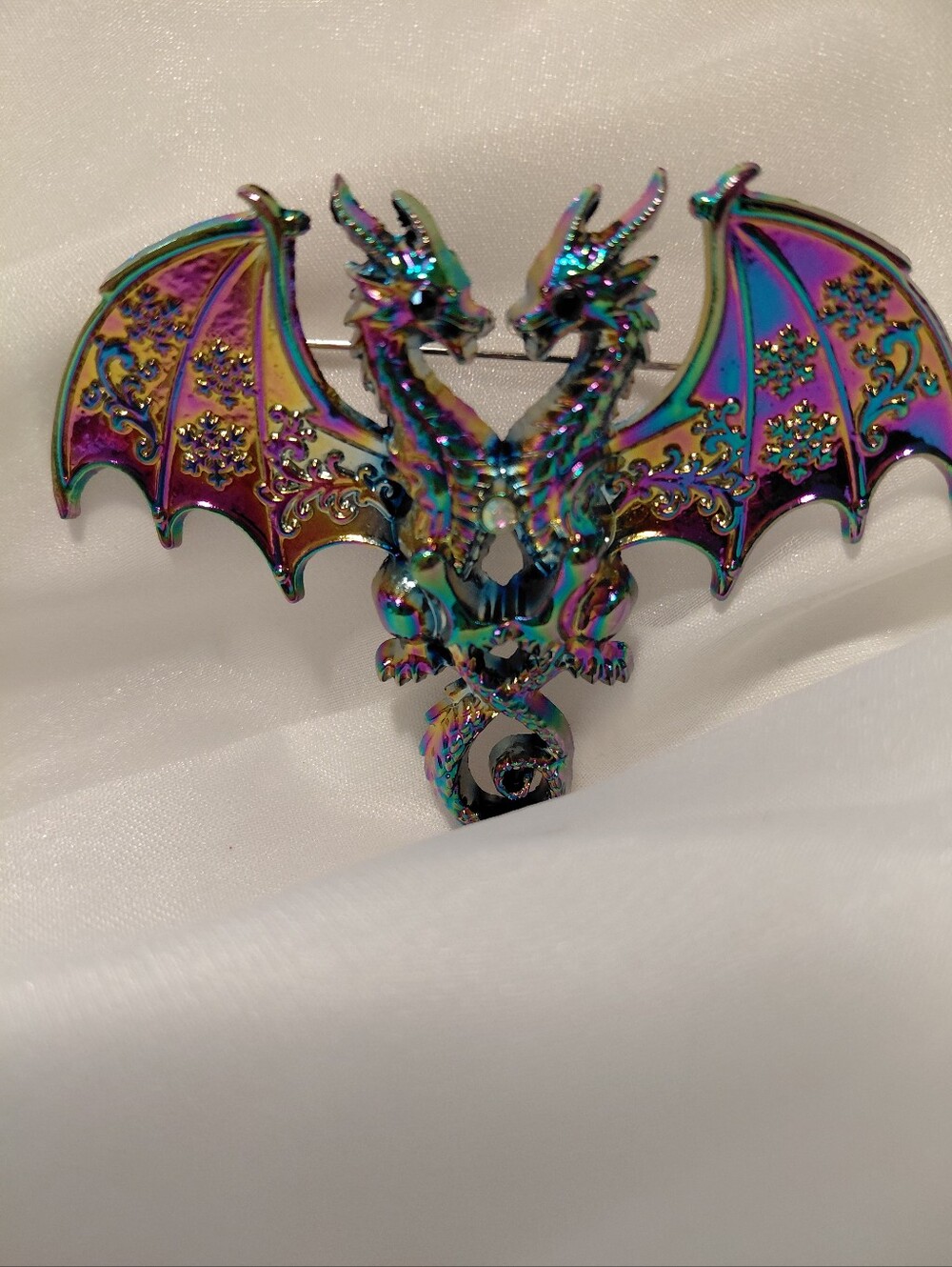 Iridescent Dragon Bat Wing Brooch - Multicolor